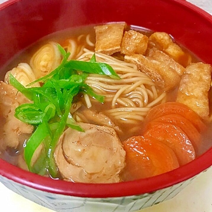 白石温麺で味噌煮